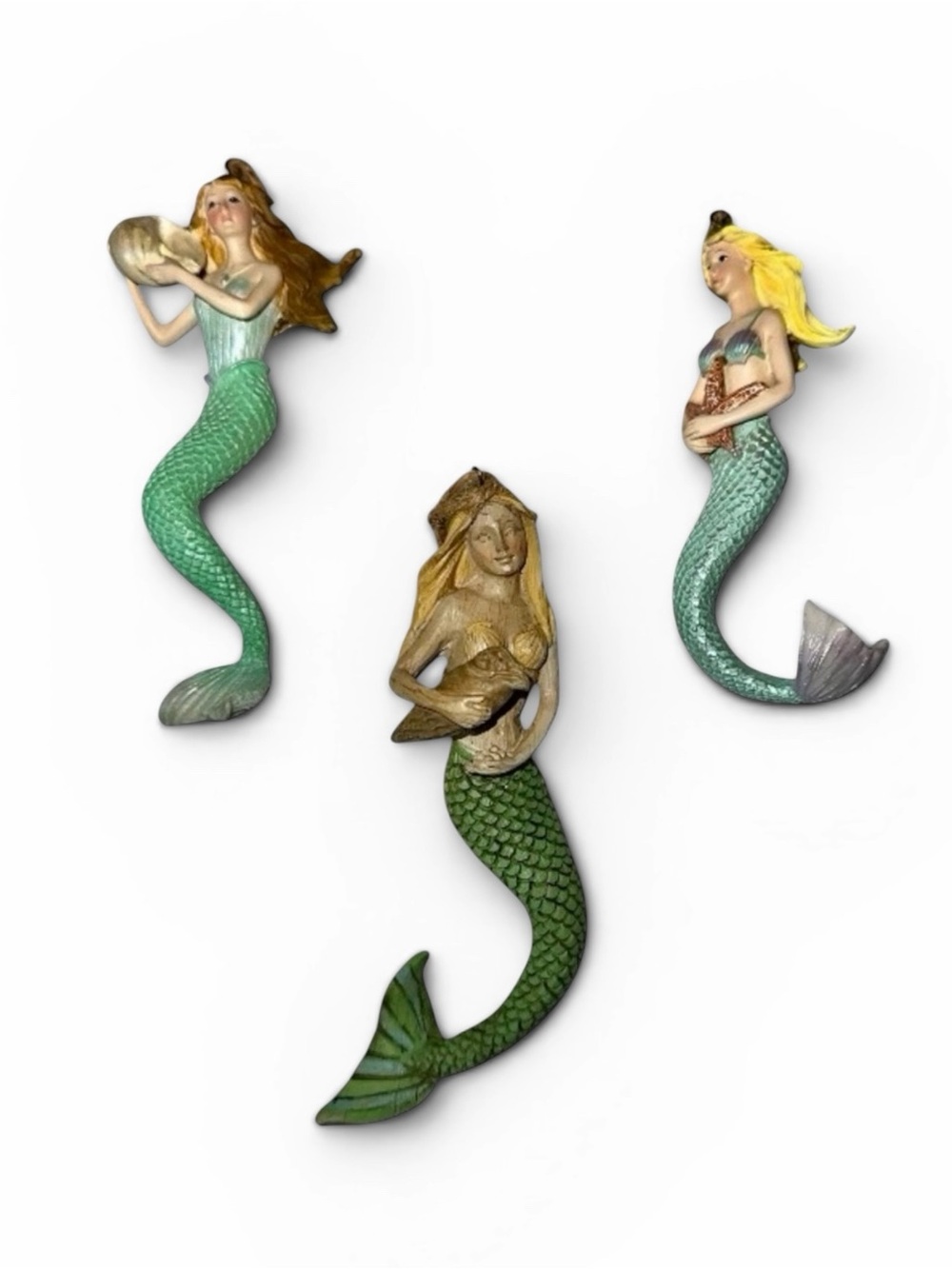 Set of 3 Adornment Mermaid Resin Ornaments